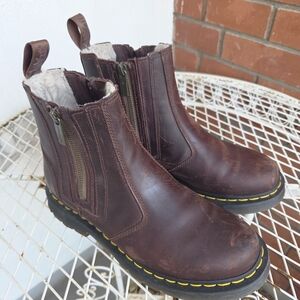 Dr. Martens 2976 Alyson Zip Chelsea Boots in dark brown leather womens 8